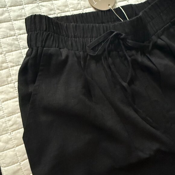 Black Wide Leg Pants Elastic Waist Drawstring US 6 By Apricot, Linen blend - Picture 4 of 7